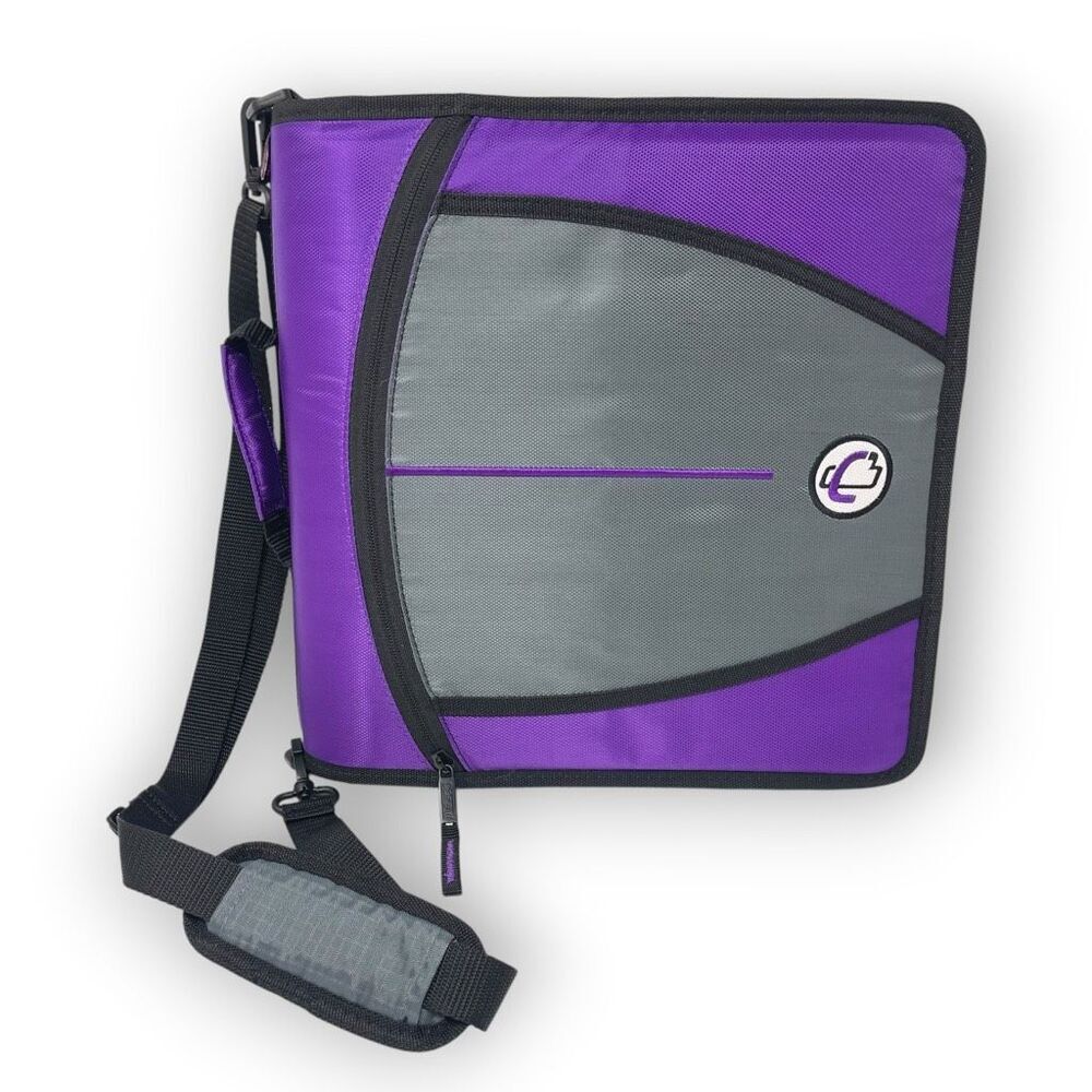 Case It Purple Large Capacity Zipper Binder 3 Rings 3" 11 X 8.5 D145PP Handle